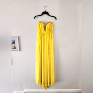 Yellow Embellished Chiffon Gown Size 3